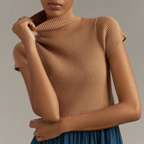 Anthropologie Tan and Teal Mini Dress - Picture 3 of 6